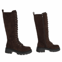 Botas castanhas de camurça com atacadores BeStylish