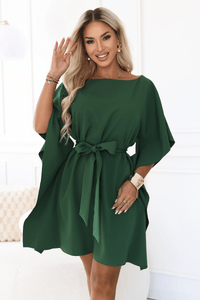 vestido de cerimónia verde esmeralda com efeito borboleta BeStylish 