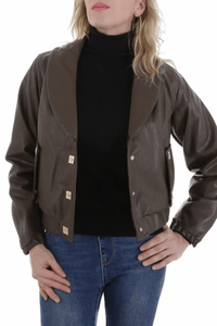 casaco de pele castanho com pêlo BeStylish 