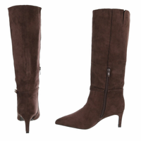 Botas castanhas de camurça cano largo BeStylish