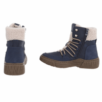 botins azuis com pêlo e atacadores BeStylish