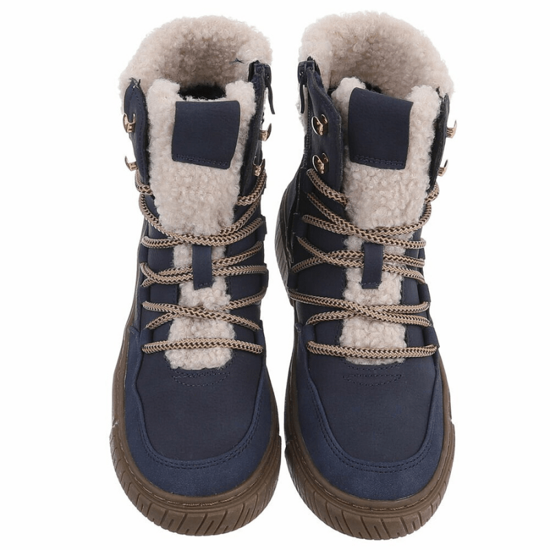 botins azuis com pêlo e atacadores BeStylish