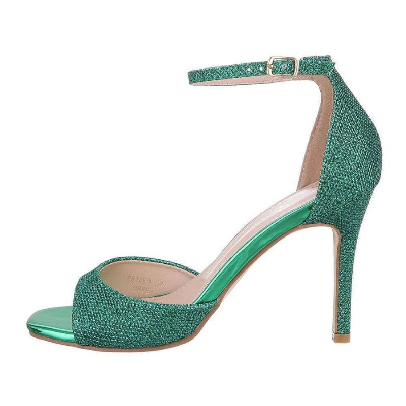 Sandálias de salto alto verdes com brilhantes BeStylish