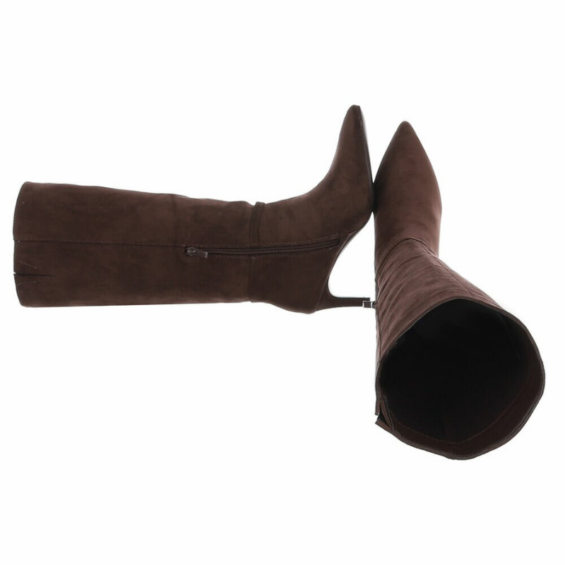 Botas castanhas de camurça cano largo BeStylish