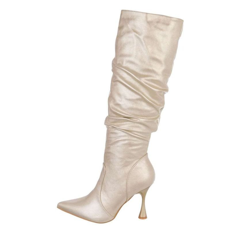 Botas douradas de salto alto BeStylish 