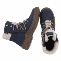 botins azuis com pêlo e atacadores BeStylish