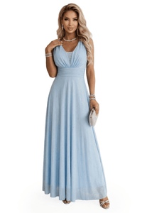 vestido de festa comprido azul celeste BeStylish