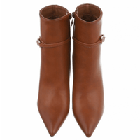 botins camel de salto fino em pele BeStylish