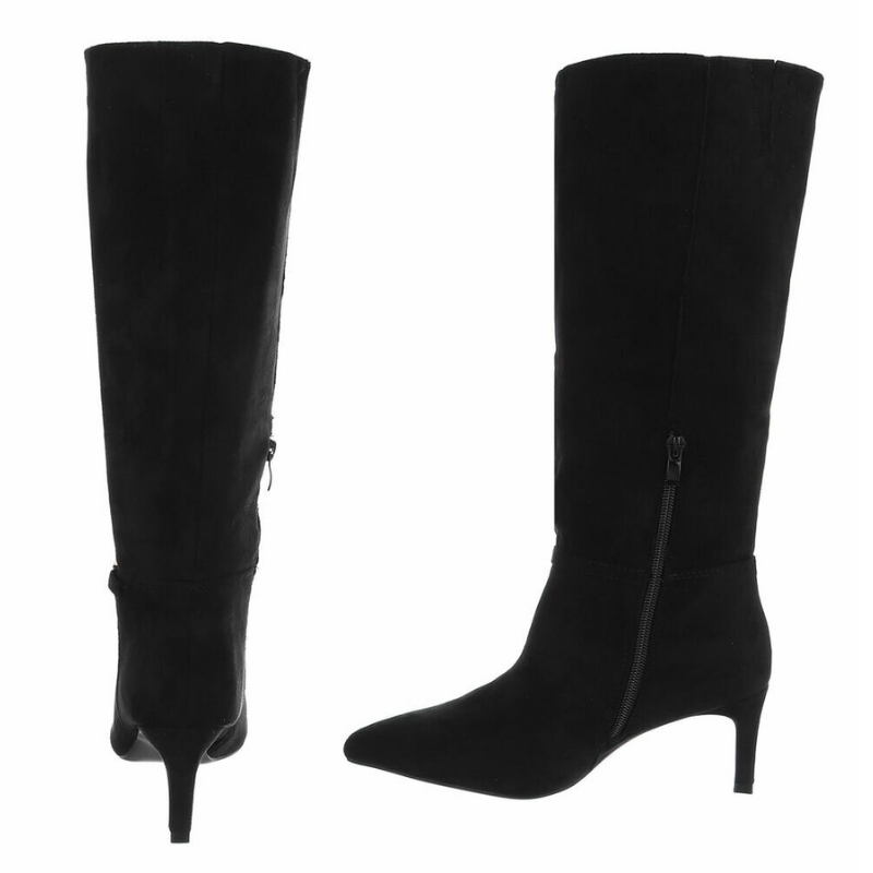 Botas pretas de camurça cano largo BeStylish