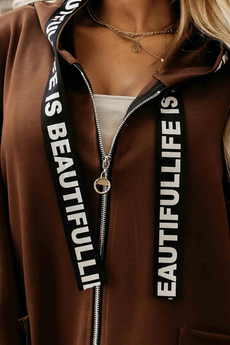 casaco castanho com carapuço BeStylish 