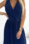 Vestido de cerimónia comprido azul navy brilhante BeStylish