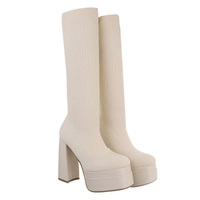 botas beges de malha com plataforma BeStylish 
