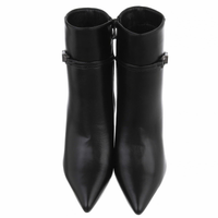 botins pretos de salto fino em pele BeStylish