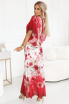 Vestido de cerimónia vermelho floral BeStylish 