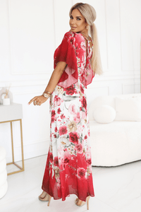 Vestido de cerimónia vermelho floral BeStylish 