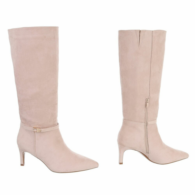 Botas beges de camurça cano largo BeStylish
