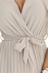 Vestido de cerimónia curto plissado bege BeStylish