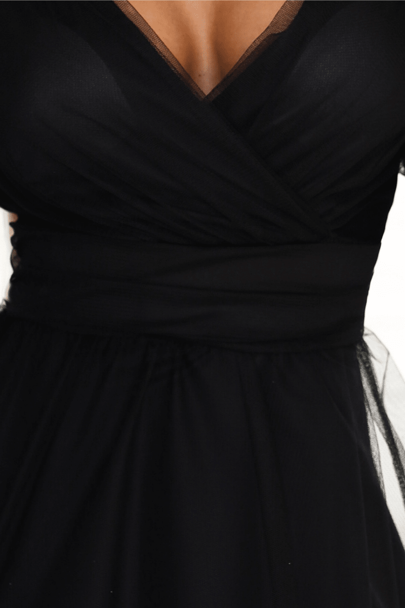 Vestido de casamento comprido preto em tule BeStylish 