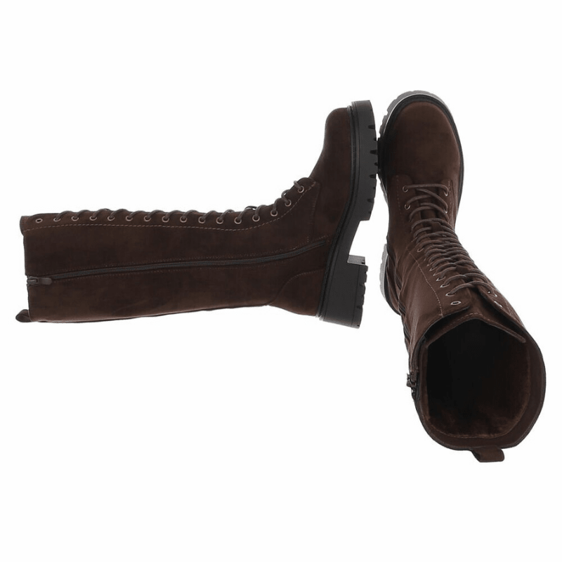 Botas castanhas de camurça com atacadores BeStylish