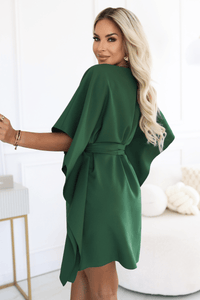 vestido de cerimónia verde esmeralda com efeito borboleta BeStylish 