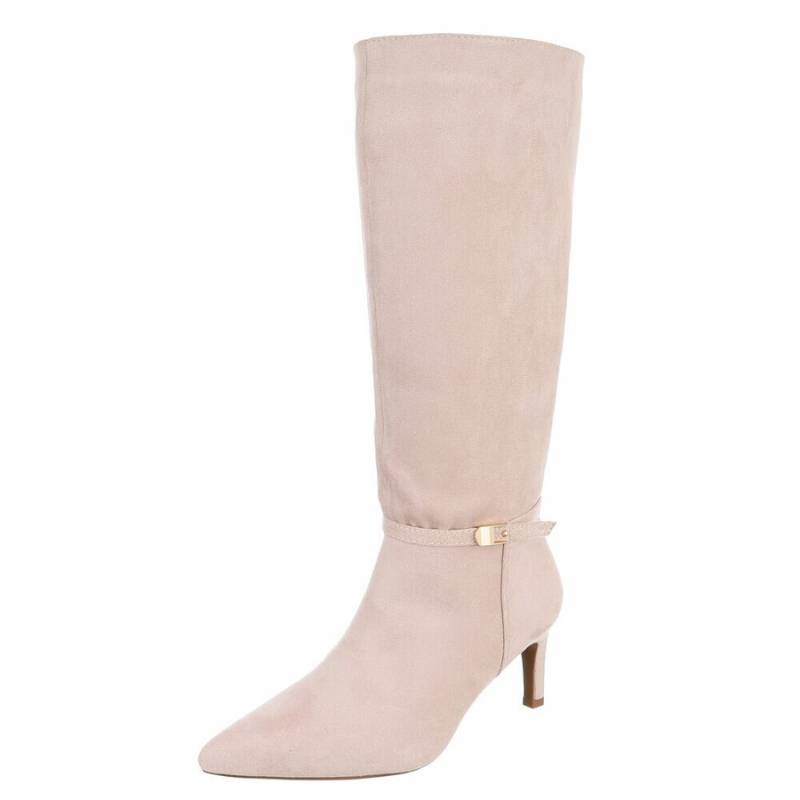 Botas beges de camurça cano largo BeStylish