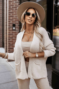 casaco de malha acrílica bege BeStylish 