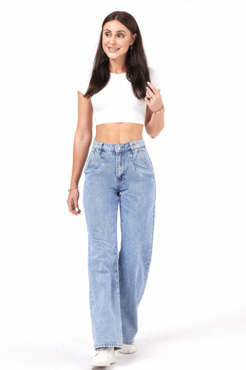 Jeans calças de ganga largas de citura subida BeStylish 