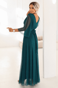 vestido de cerimónia comprido verde brilhante plus size BeStylish
