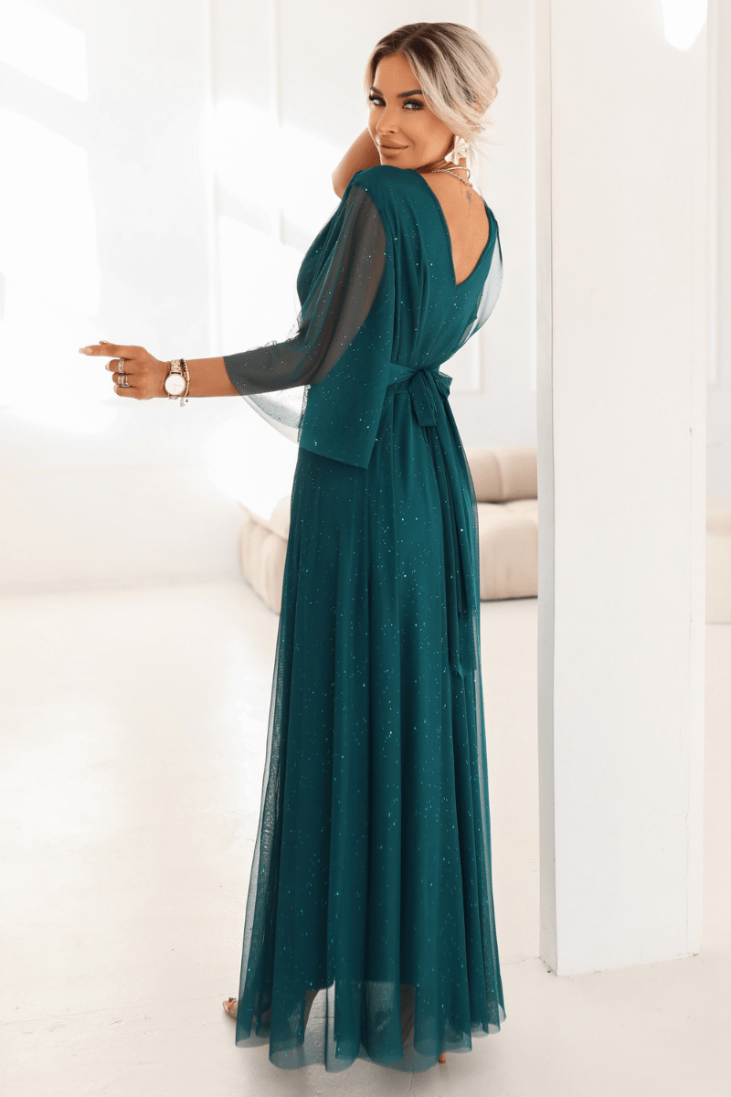 vestido de cerimónia comprido verde brilhante plus size BeStylish