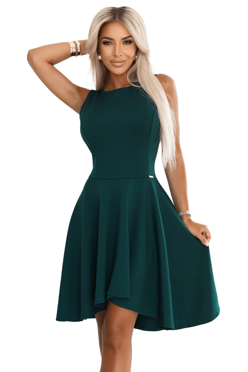 vestido de cerimónia verde assimétrico com cauda BeStylish 
