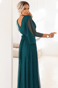 vestido de cerimónia comprido verde brilhante plus size BeStylish