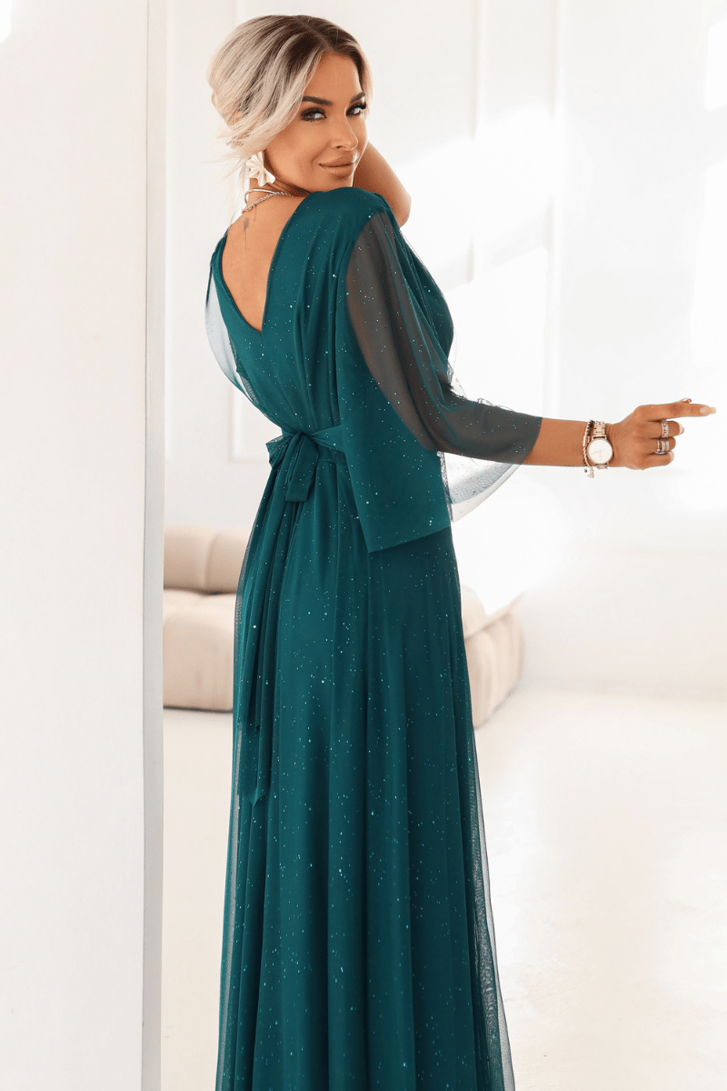 vestido de cerimónia comprido verde brilhante plus size BeStylish