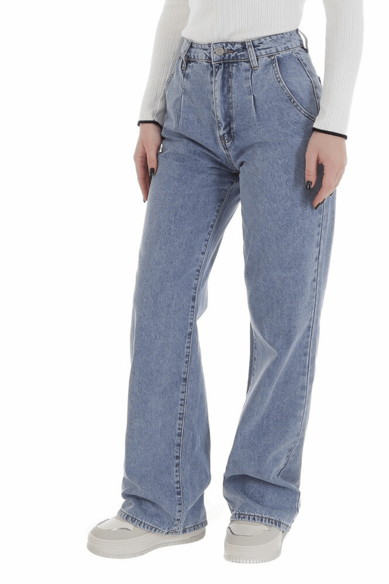 Jeans calças de ganga largas de citura subida BeStylish 