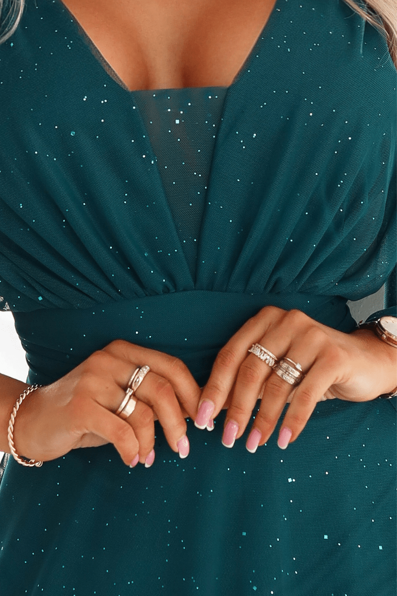 vestido de cerimónia comprido verde brilhante plus size BeStylish