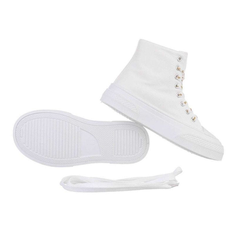 Ténis sapatilhas altos de tecido estilo all star branco BeStylish