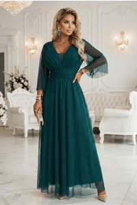 vestido de cerimónia comprido verde brilhante plus size BeStylish