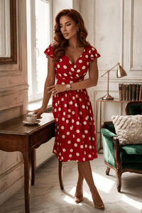 vestido bordeaux com polka dots BeStylish 