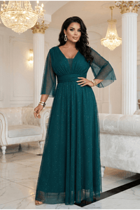 vestido de cerimónia comprido verde brilhante plus size BeStylish