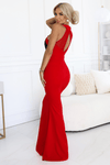Vestido de cerimónia comprido vermelho estilo sereia BeStylish 