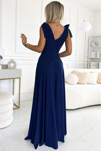 Vestido de cerimónia comprido azul navy brilhante BeStylish 