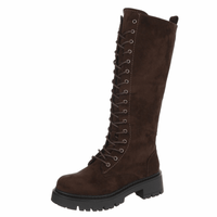 Botas castanhas de camurça com atacadores BeStylish
