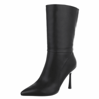 Botins pretos de pele de salto alto BeStylish