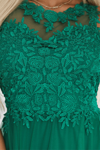 vestido de casamento comprido verde com renda e tule BeStylish