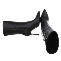 Botins pretos de pele de salto alto BeStylish