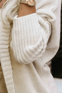 cardigan bege de malha acrílica BeStylish 