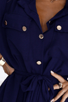 Vestido comprido azul navy estilo camisa BeStylish
