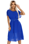 Vestido de cerimónia curto plissado em chiffon azul royal BeStylish