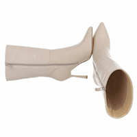 Botins beges de pele de salto alto BeStylish