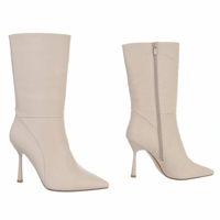 Botins beges de pele de salto alto BeStylish