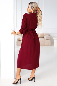 Vestido comprido bordeaux Inês